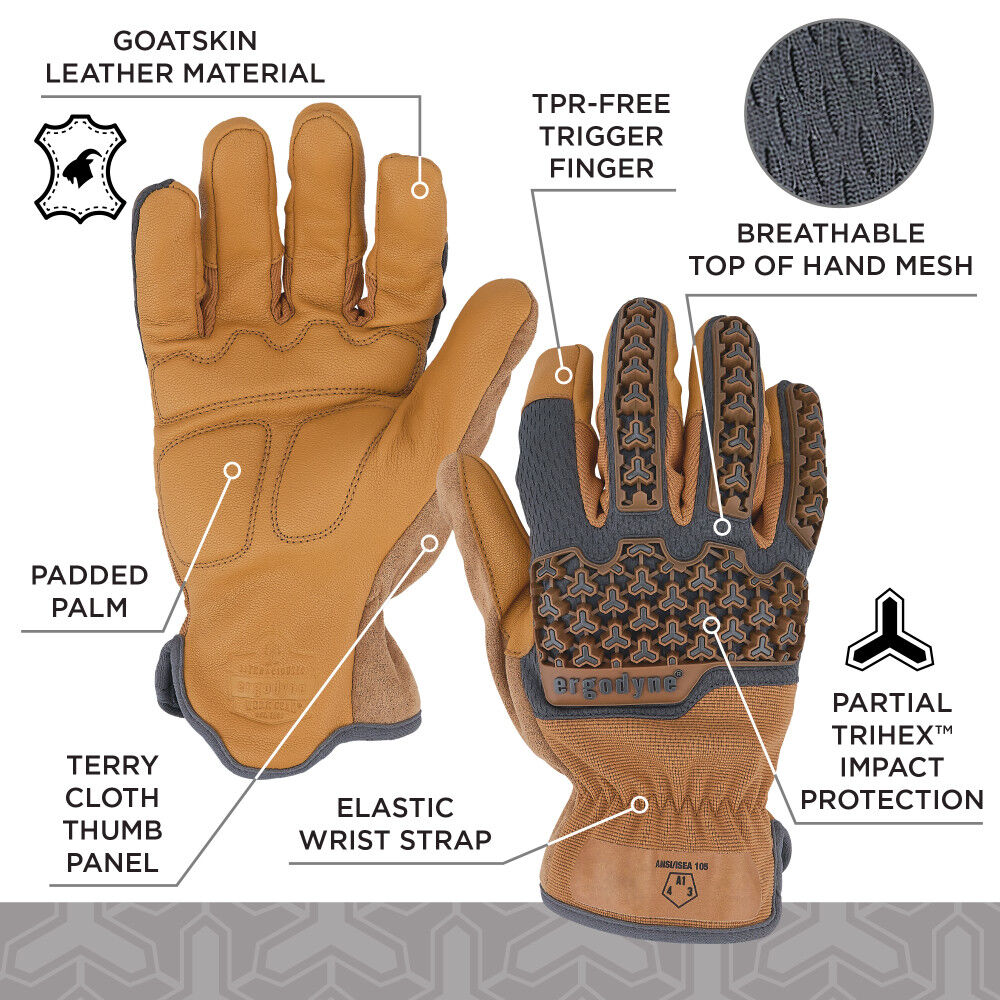Ergodyne 711 Hybrid Leather Gloves 2XL Brown, large image number 6