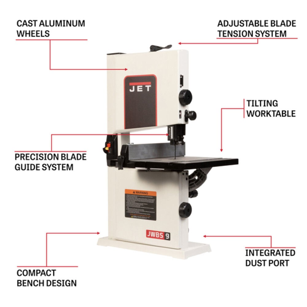 JET 9 Inch Benchtop Bandsaw, large image number 10