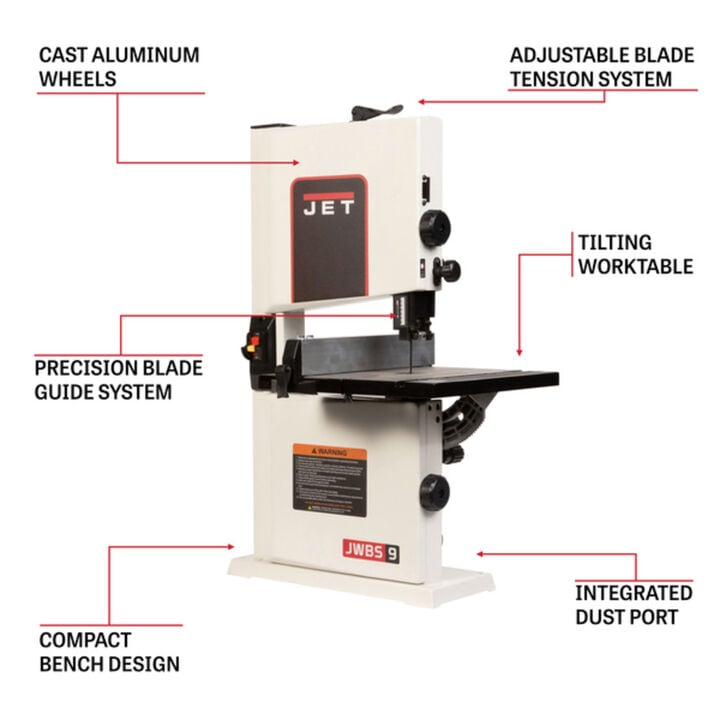 JET 9 Inch Benchtop Bandsaw, large image number 9