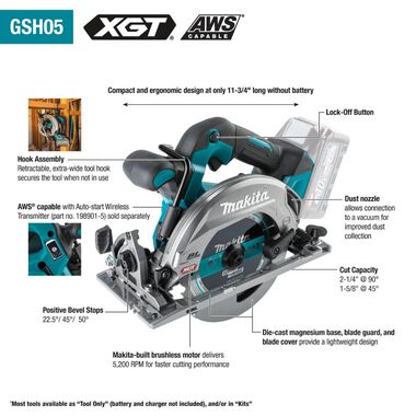 Makita 40V max XGT 6-1/2 in Circular Saw Cordless 4.0Ah Kit, AWS Capable, large image number 1