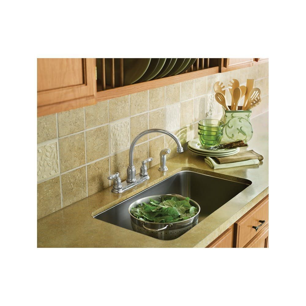 Moen Caldwell Chrome 2 Handle High Arc Kitchen Faucet with Spray