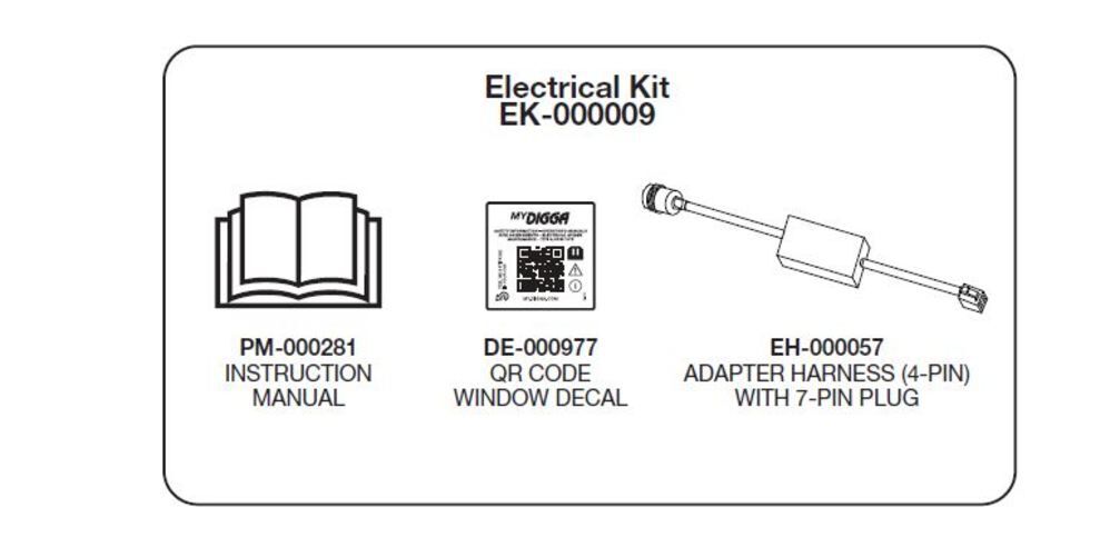 Digga North America Adapter Harness Kit- BOBCAT 7 PIN – 4 WIRE PLUG-Used on Digga Power Rake/Soil Conditioner Slew Pro – EK-000009