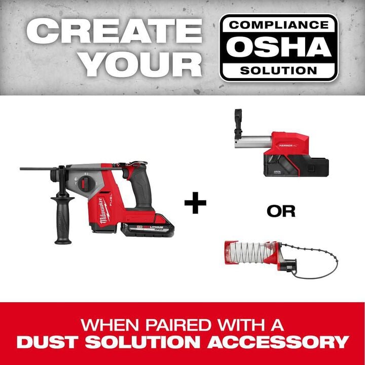 Milwaukee M18 FUEL 5/8 Inch SDS Plus Rotary Hammer with Dust Extractor Kit, large image number 8