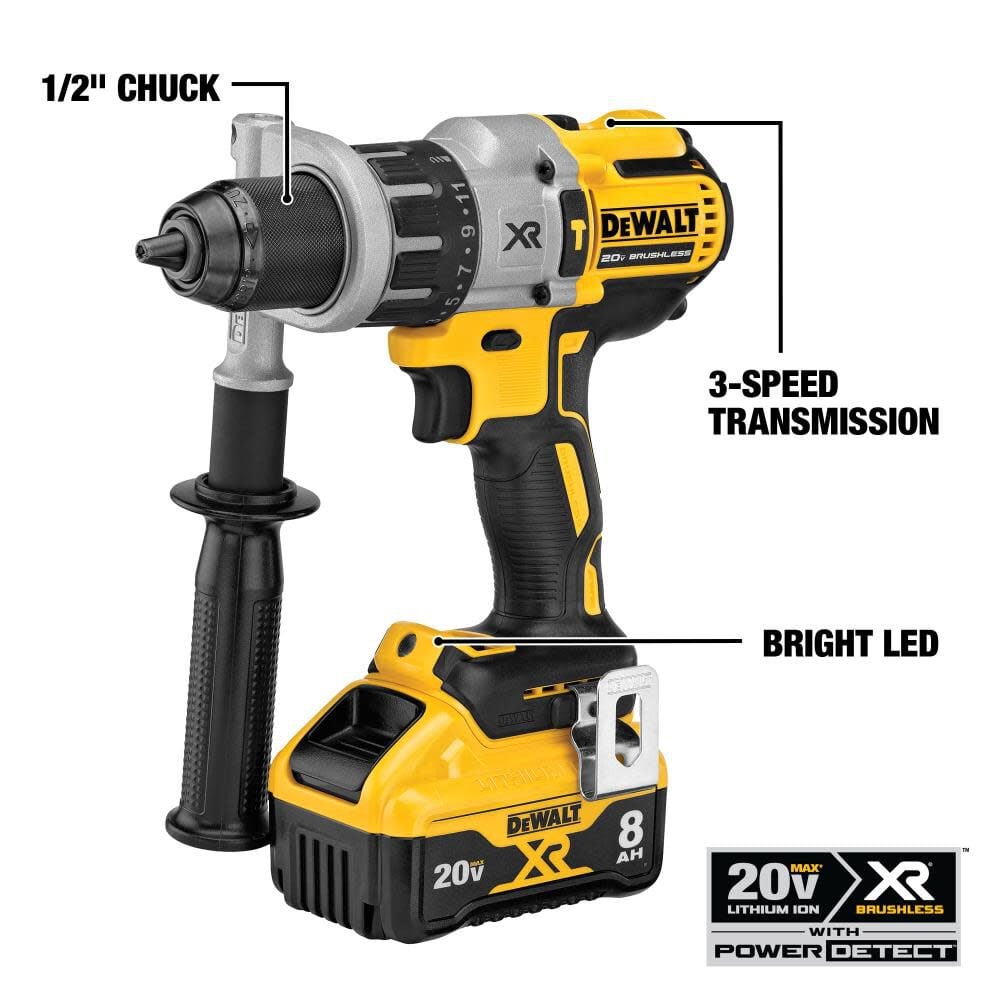 DEWALT 20V MAX POWER DETECT XR 1/2In Hammer Drill/Driver & Impact Driver Kit, large image number 2