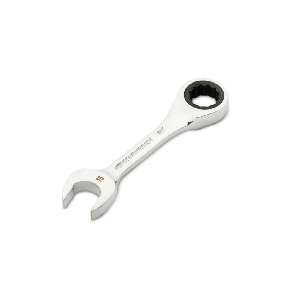 GEARWRENCH 90-Tooth 12 Point SAE/Metric Stubby Ratcheting Combination Wrench Set 14pc, large image number 2