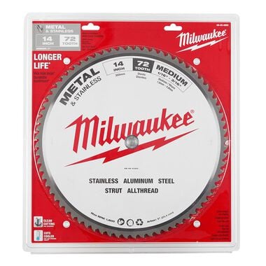 Milwaukee 14 in. 72 Tooth Dry Cut Carbide Tipped Circular Saw Blade, large image number 5