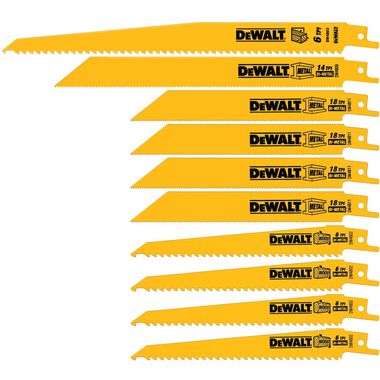 DEWALT Reciprocating Saw Blades Bi-Metal Set With Case 10pc