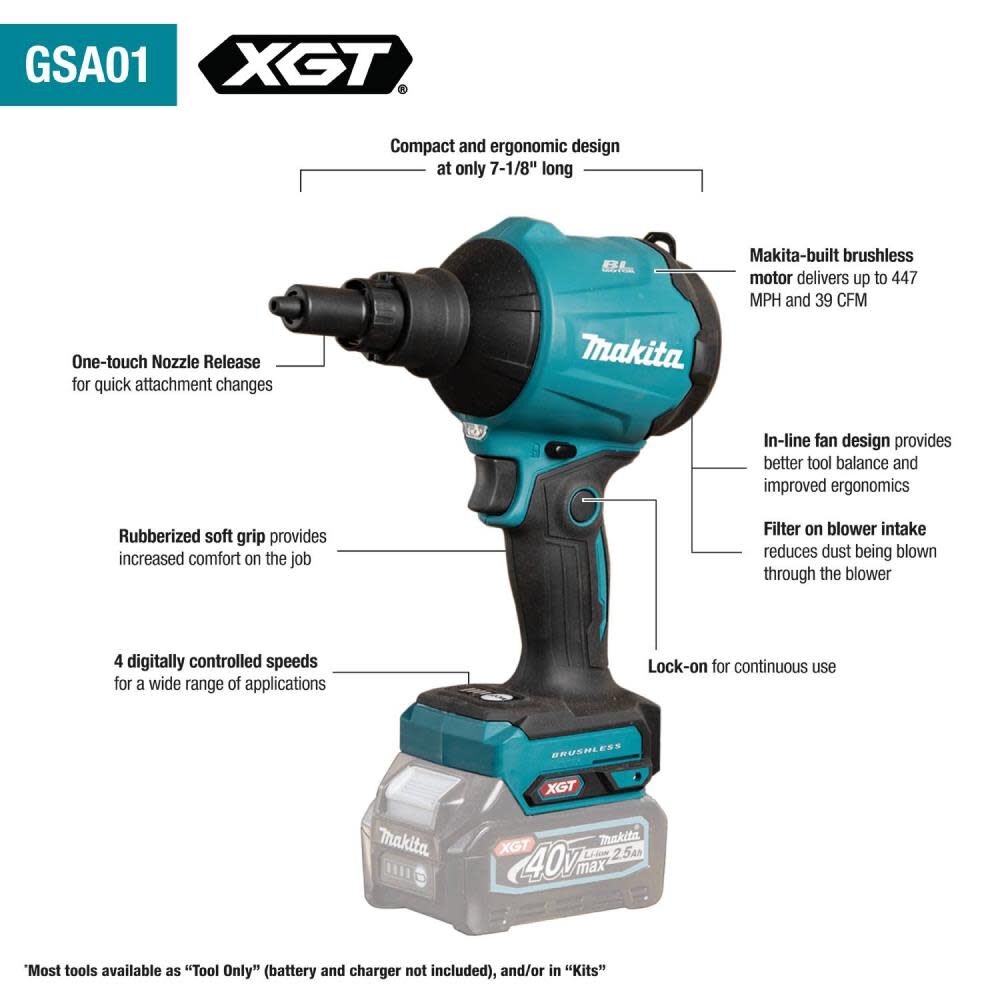 Makita 40V max XGT High Speed Dust Blower (Bare Tool) GSA01Z