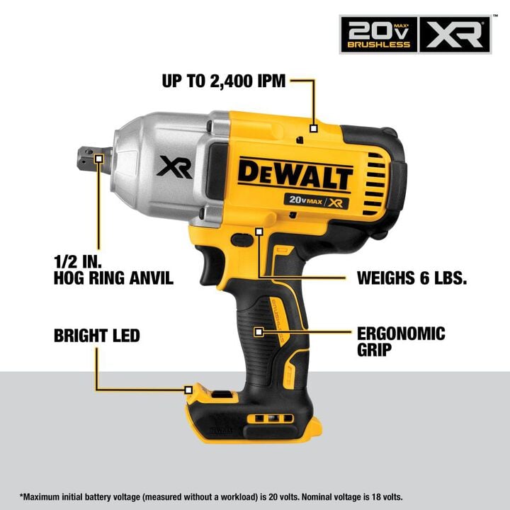 DEWALT 20V MAX XR High Torque 1/2 Inch Impact Wrench (Bare Tool), large image number 1