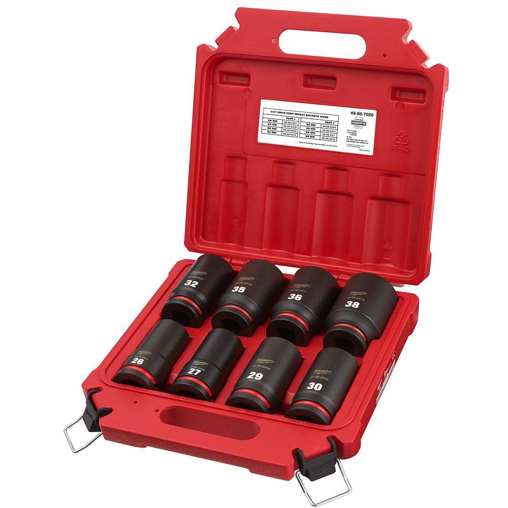 Milwaukee Impact Socket 3 4in Drive Metric 6 Point 8pc 49 66 7020 - Image 2