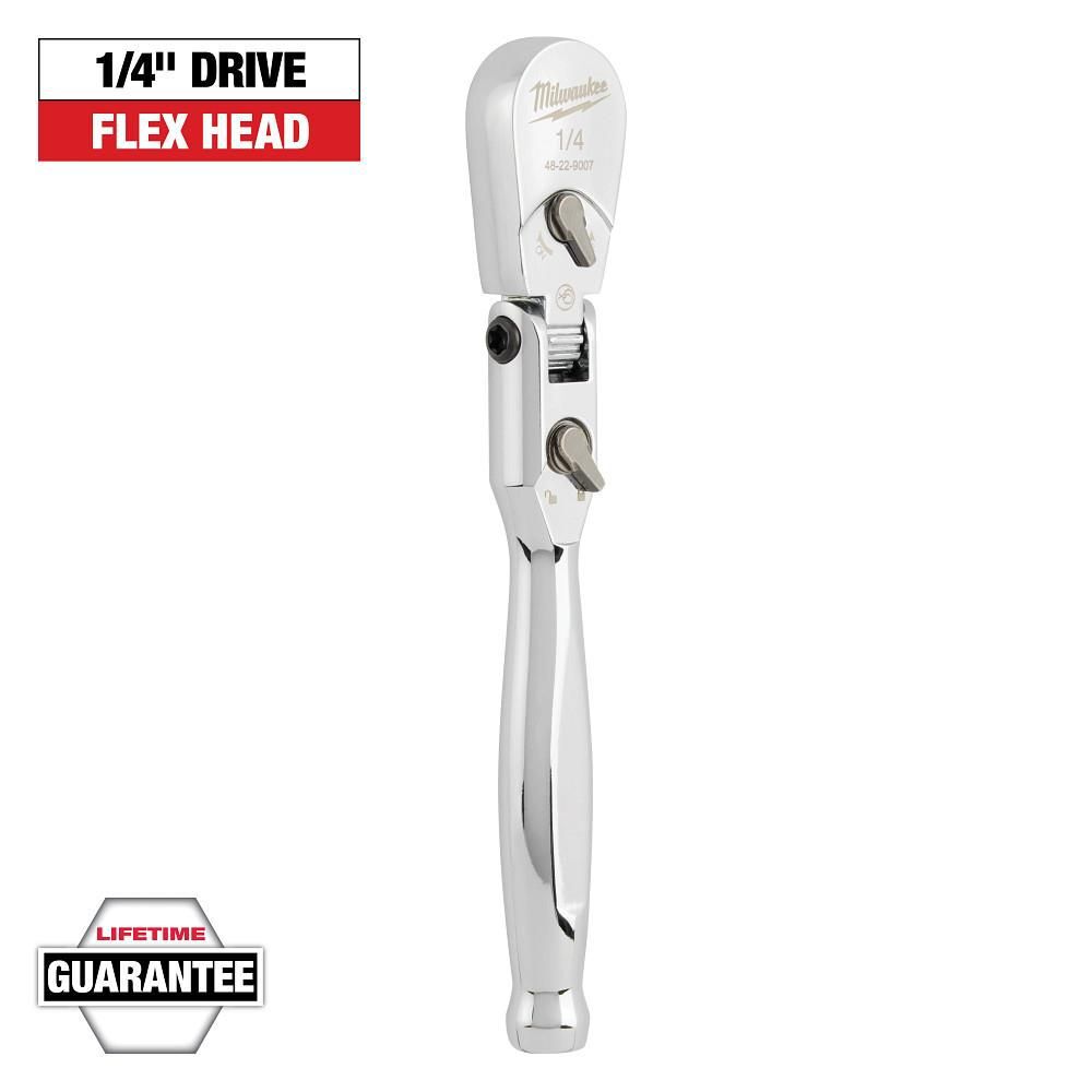 Milwaukee 1/4inch Drive 6inch Flex Head Ratchet, large image number 1