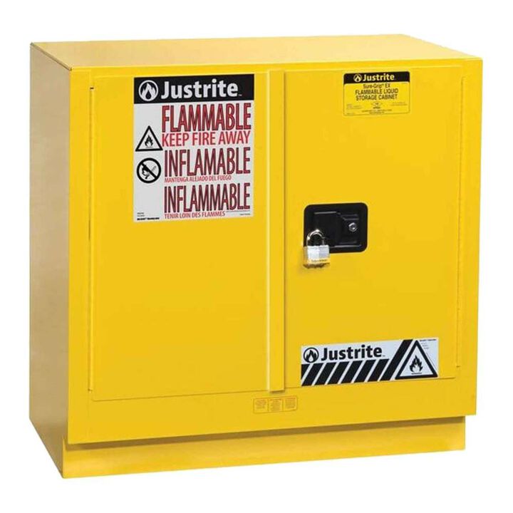 Justrite 22 Gallon Yellow Steel Manual Close Flammable Cabinet