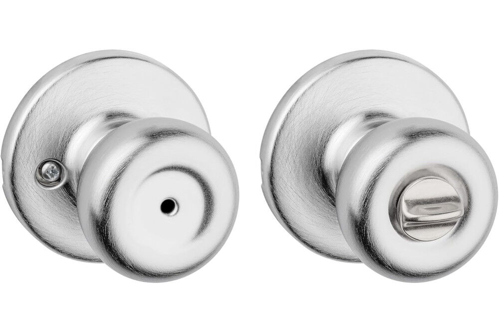Kwikset Tylo 1-3/8 - 1-3/4 Inch Privacy Knob Satin Chrome, large image number 1