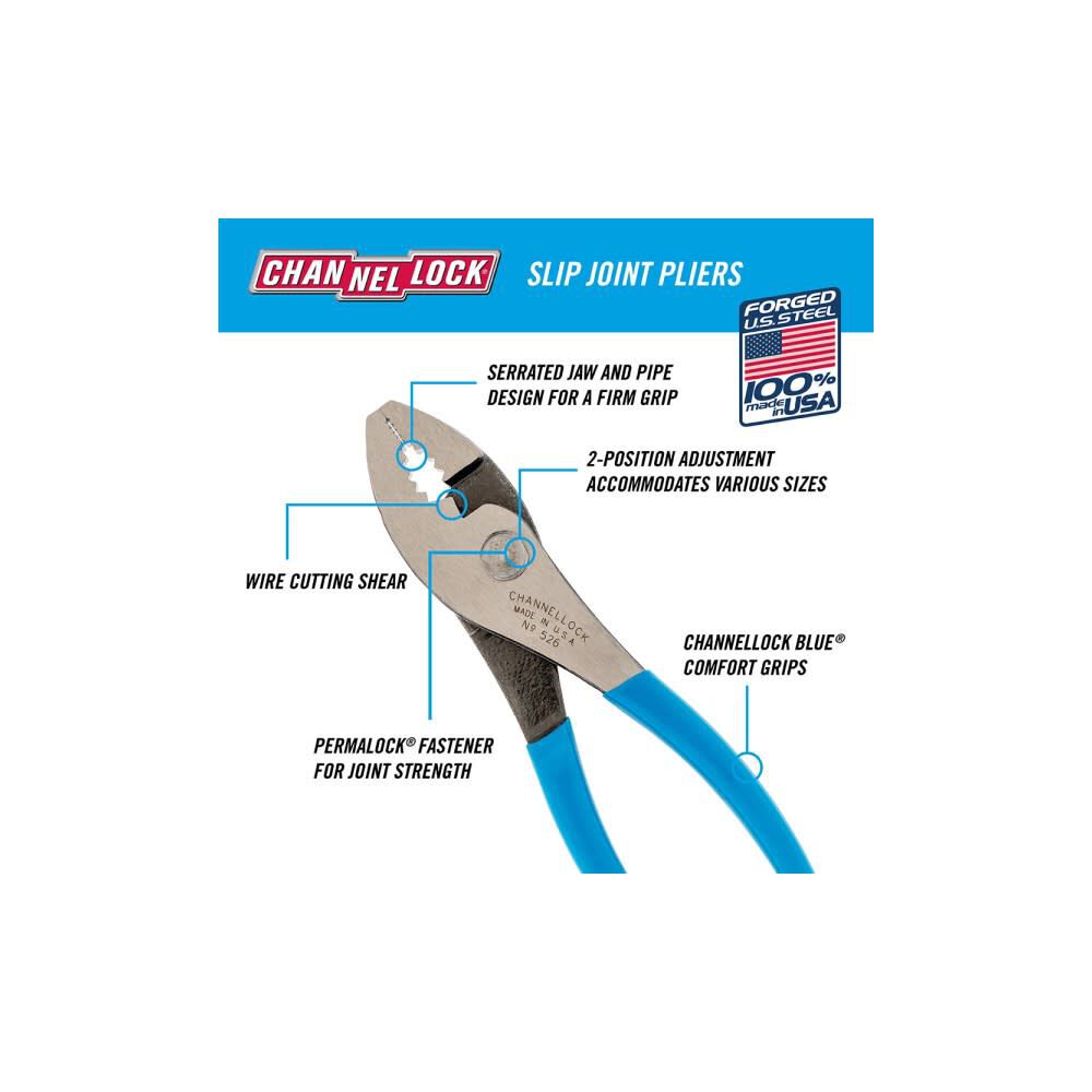 Channellock 6 Inch Slip Joint Plier, 8 Inch Slip Joint Plier Bundle, large image number 5