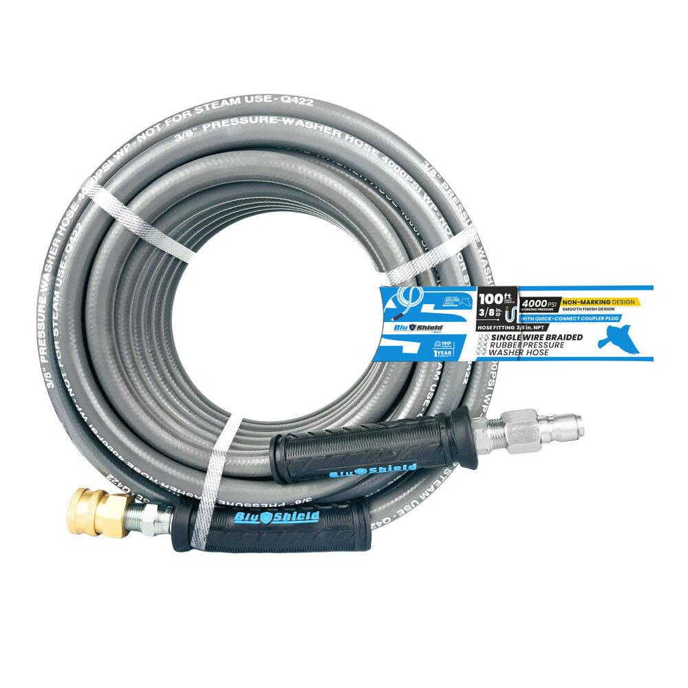 BluBird 3/8 Inch ID x 200 Ft Single-Wire Pressure Washer Hose with Coupler, large image number 2