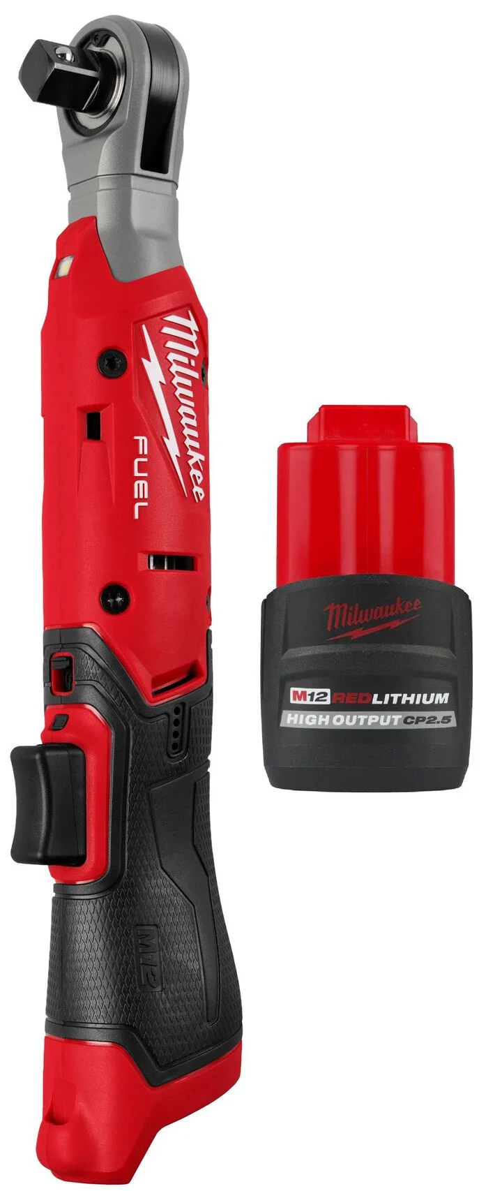 Milwaukee M12 FUEL 1/2 Inch Ratchet & 2.5Ah Lithium Ion Battery Pack