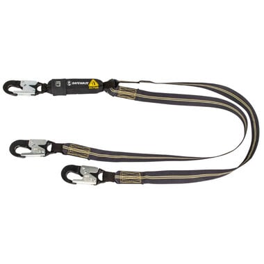 Safewaze Arc Flash 6 Ft. Energy Absorbing Lanyard: Aramid, Dual Leg, Alu Snap Hooks