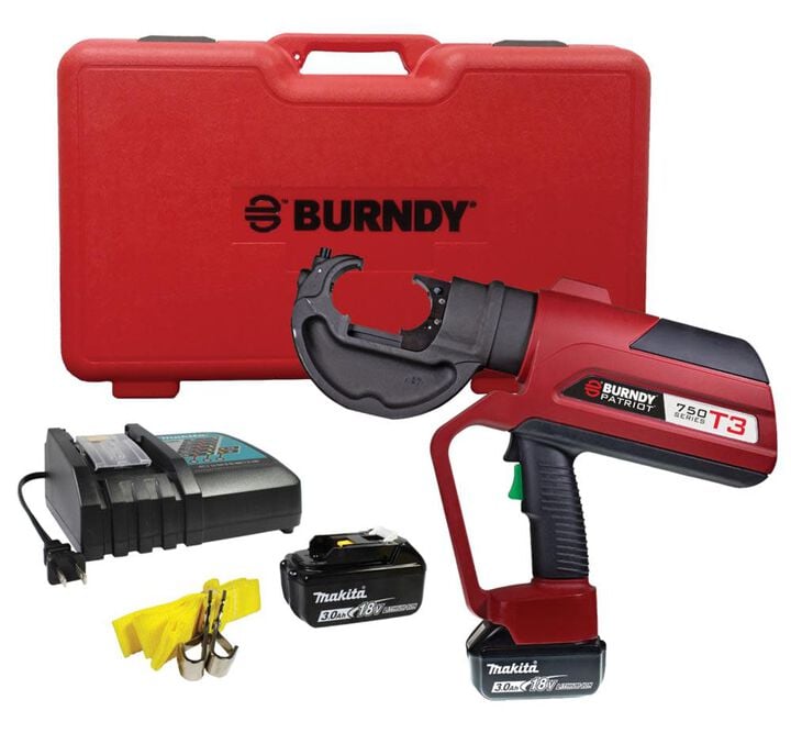 Burndy PATRIOT T3 12 Ton Crimper C Head Uncovered Battery Kit