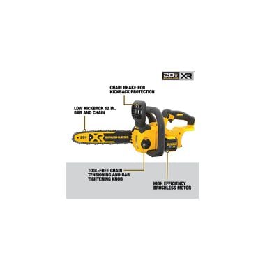 DEWALT 20V MAX Compact Brushless Cordless Chainsaw (Bare Tool), large image number 1