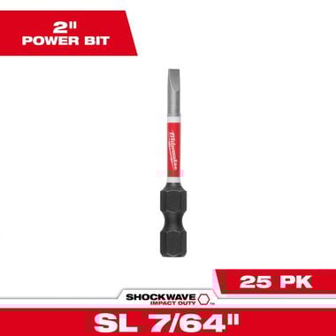Milwaukee SHOCKWAVE 2inch Impact Slotted 7/64inch Power Bit