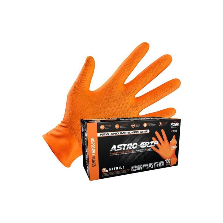 SAS Safety Nitrile Disposable Gloves, Orange, Medium 100ct, large image number 3