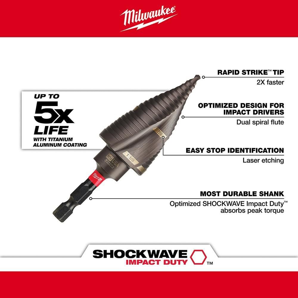 Milwaukee SHOCKWAVE Impact Duty Step Bit Electrician Set (#1 #4 #9), large image number 5
