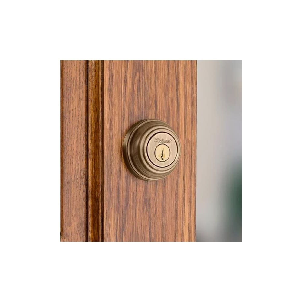 Kwikset Antique Brass Keyed One Side Single Cylinder Deadbolt, large image number 4