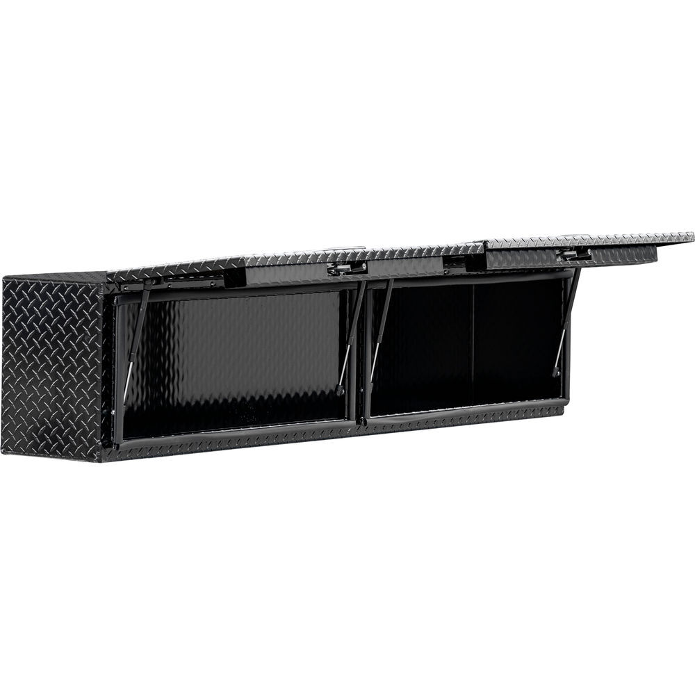 Buyers Products Company 16x13x72 Inch Gloss Black Diamond Tread Aluminum Topsider Truck Box with Flip-Up Doors, large image number 3