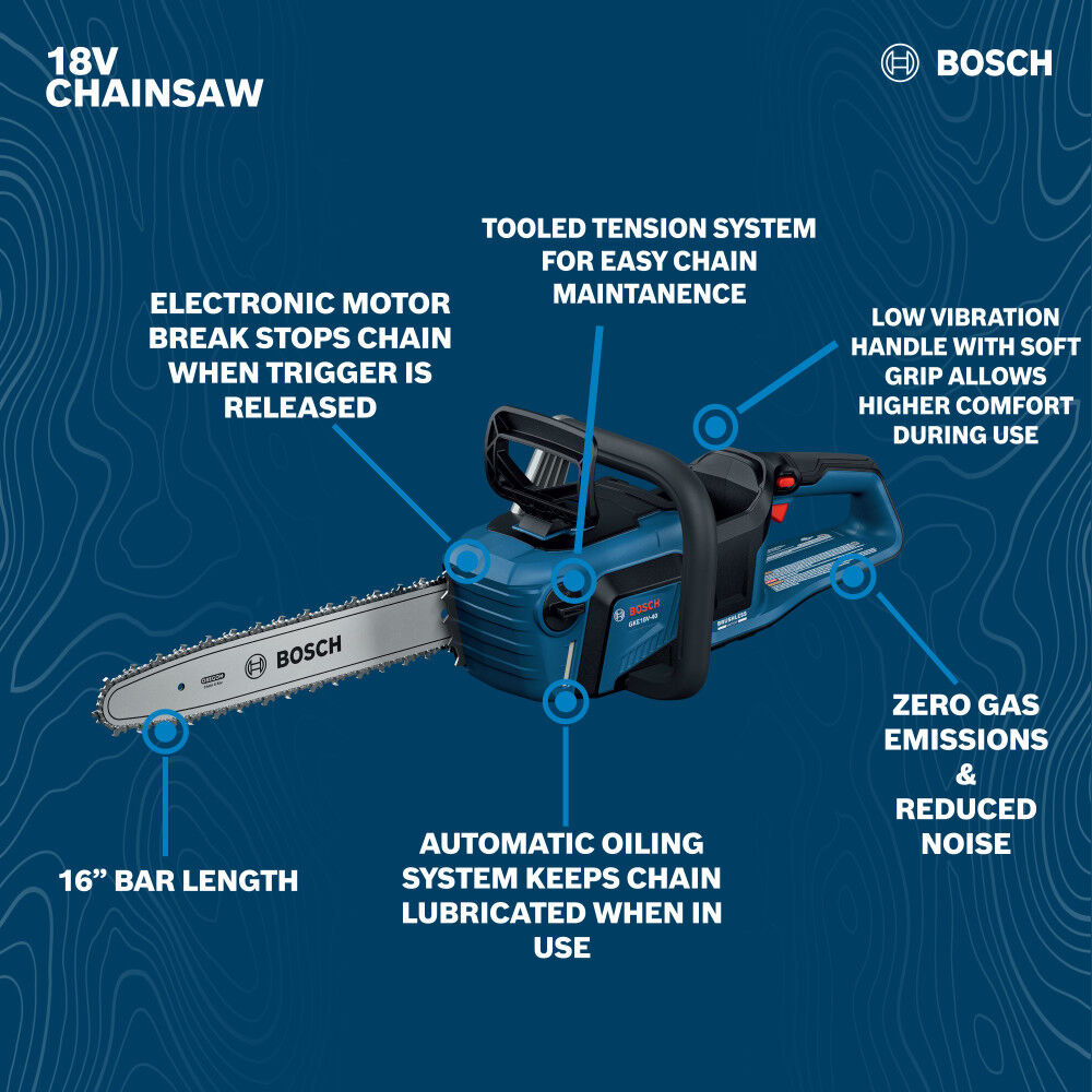 Bosch 18V 16 Inch Chainsaw (Bare Tool), large image number 2