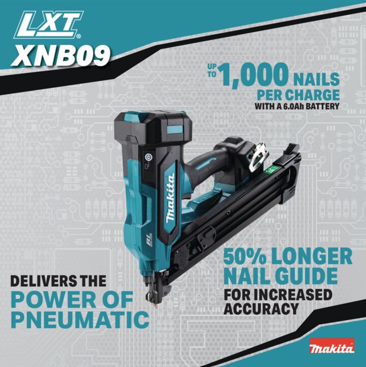 Makita 18V LXT LithiumIon Brushless Cordless 2-1/2 Inch Positive Placement Metal Connector Nailer (Bare Tool), large image number 1