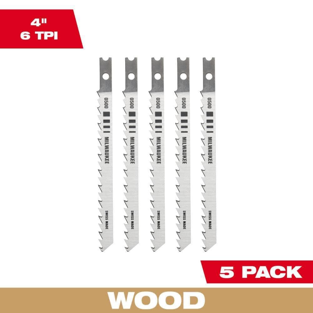 Milwaukee 4 in. 6 TPI High Carbon Steel Jig Saw Blade 5PK, large image number 1