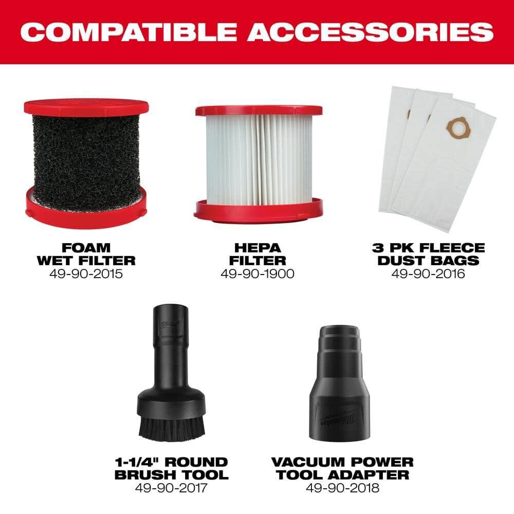 Milwaukee M12 Wet/Dry Vacuum-Bare Tool CP 2Ah & XC 4Ah Starter Kit Bundle, large image number 14