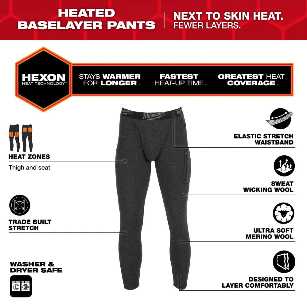 Milwaukee Heated Merino Wool Baselayer Pants, large image number 2