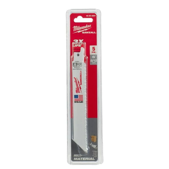 Milwaukee 6inch x 3/4inch x .050inch 8/12T Bi-Metal Recip Saw Blade, large image number 9