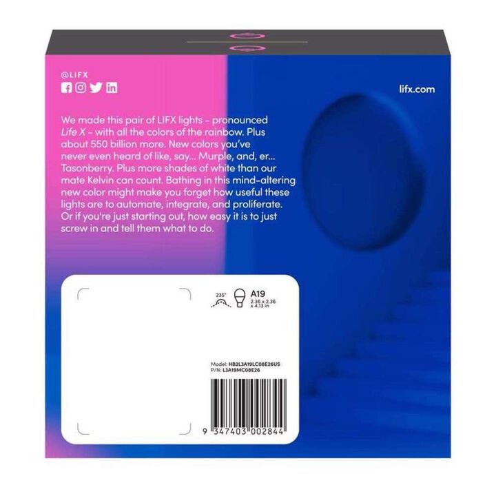 Feit Electric 9W 800 Lumens 9000K E26 Base LED Color Changing Bulb 2 Pieces, large image number 1