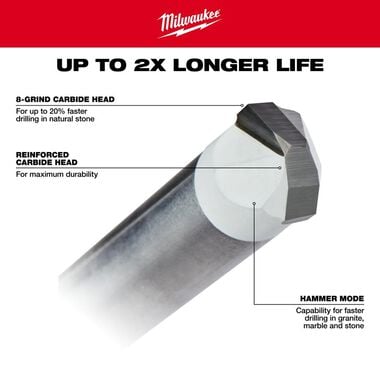 Milwaukee 1/4inch Tile and Natural Stone Bit, large image number 3