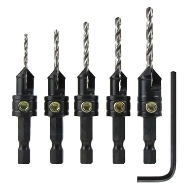 Poly-Tech Industries 82 Deg Quick Change 5 Piece Drilling Countersink Set