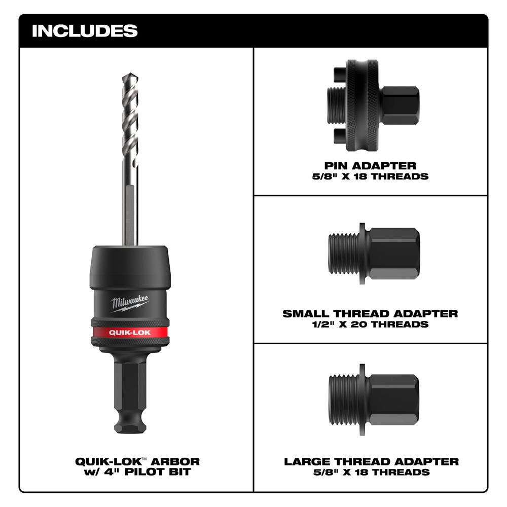 Milwaukee 7/16 Inch QUIK-LOK Arbor Set, large image number 8