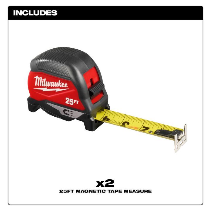 Milwaukee 25 Ft. Magnetic Tape Measure, 2 Pack, large image number 2
