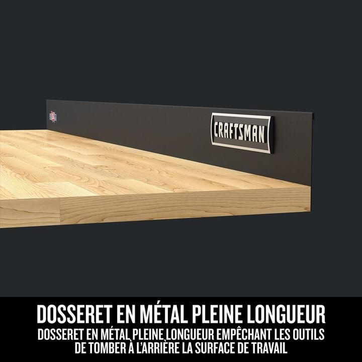 CRAFTSMAN 54 Inch Wide, Wood Top Work Surface with Steel Back Splash, large image number 10