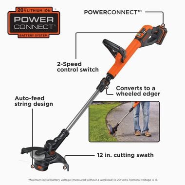 Black and Decker 20V MAX String Trimmer/Edger Kit LST522E1AEV from Black  and Decker - Acme Tools
