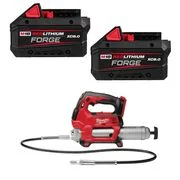 Milwaukee Cordless 2-Speed Grease Gun and M18 Forge XC 18V 8Ah Battery Pack with Fuel Indicator Bundle