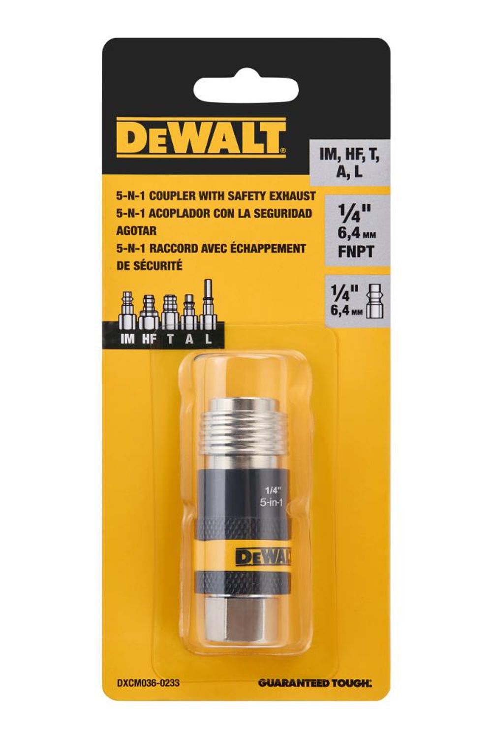 DEWALT 1/4 Inch FNPT 5-in-1 Safety Exhaust Coupler, large image number 4