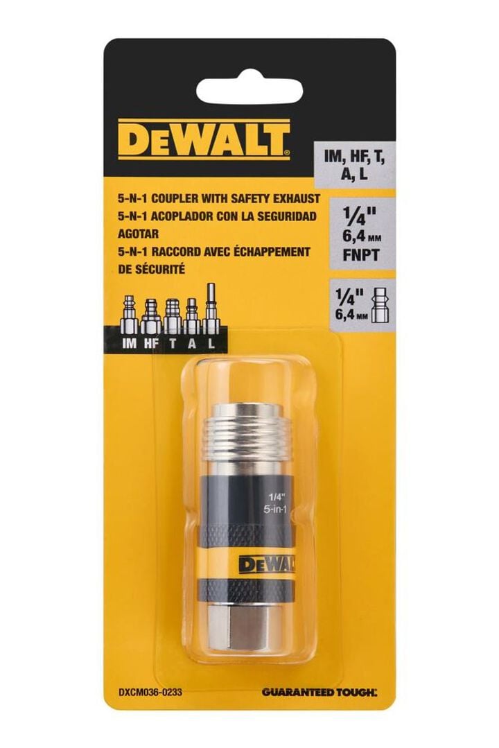 DEWALT 1/4 Inch FNPT 5-in-1 Safety Exhaust Coupler, large image number 3