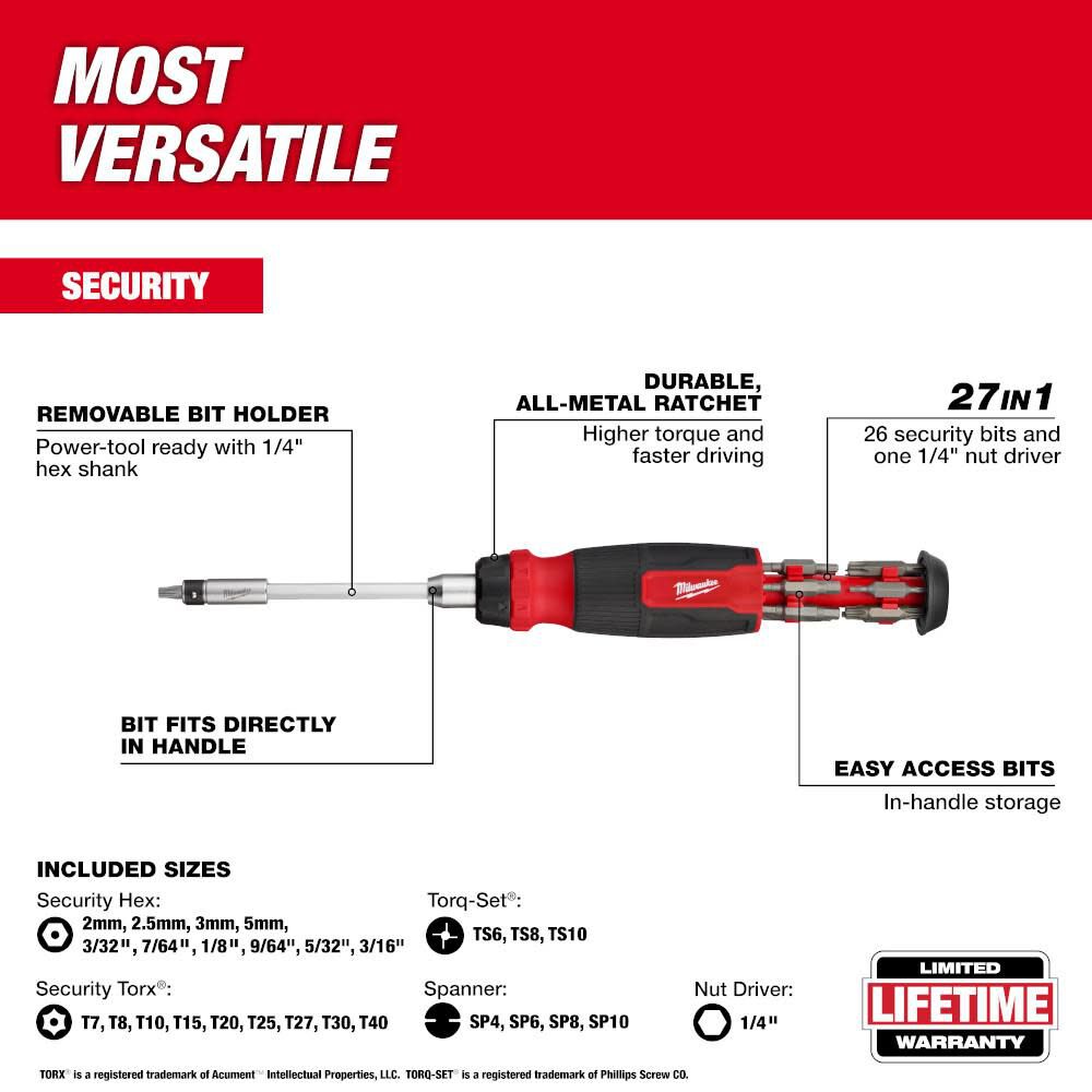 Milwaukee 27-in-1 Ratcheting Security Multi-Bit Screwdriver, large image number 4