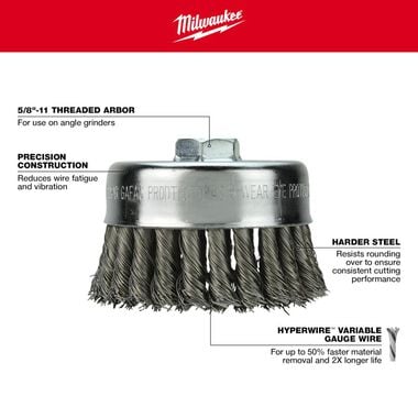 Milwaukee 3-1/2 In. Carbon Steel Knot Wire Cup Brush, large image number 2