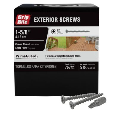 Grip Rite PrimeGuard Ten PrimeGuard Ten 5lb Deck Screw 1-5/8 in Gray Phillips Drive Head