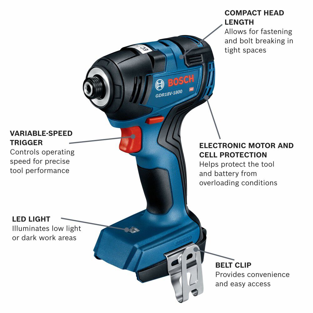 Bosch 18V Brushless 1/4 Inch Hex Impact Driver Kit Reconditioned, large image number 2