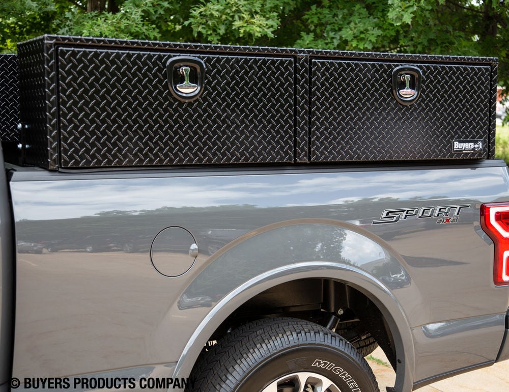 Buyers Products Company 16x13x96 Inch Gloss Black Diamond Tread Aluminum Topsider Truck Box, large image number 5