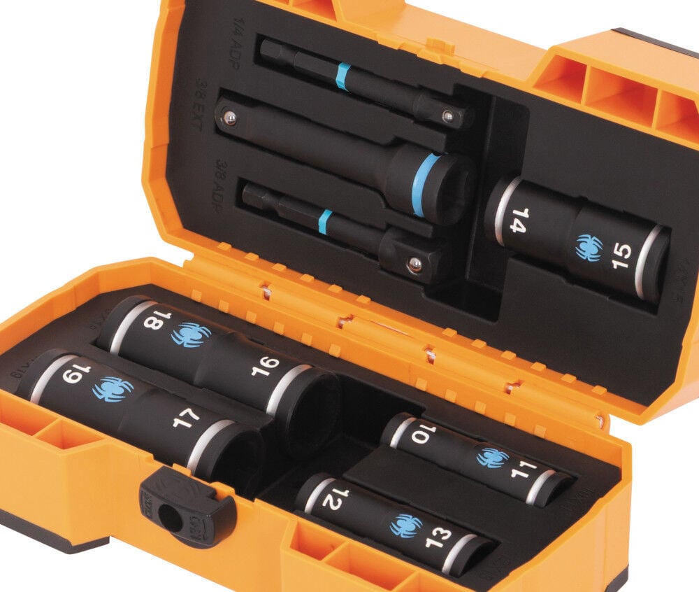 Spyder Impact Flip Socket Set, 3 Inch Extension & 2 Hex Adapters, 8 Pieces, large image number 6